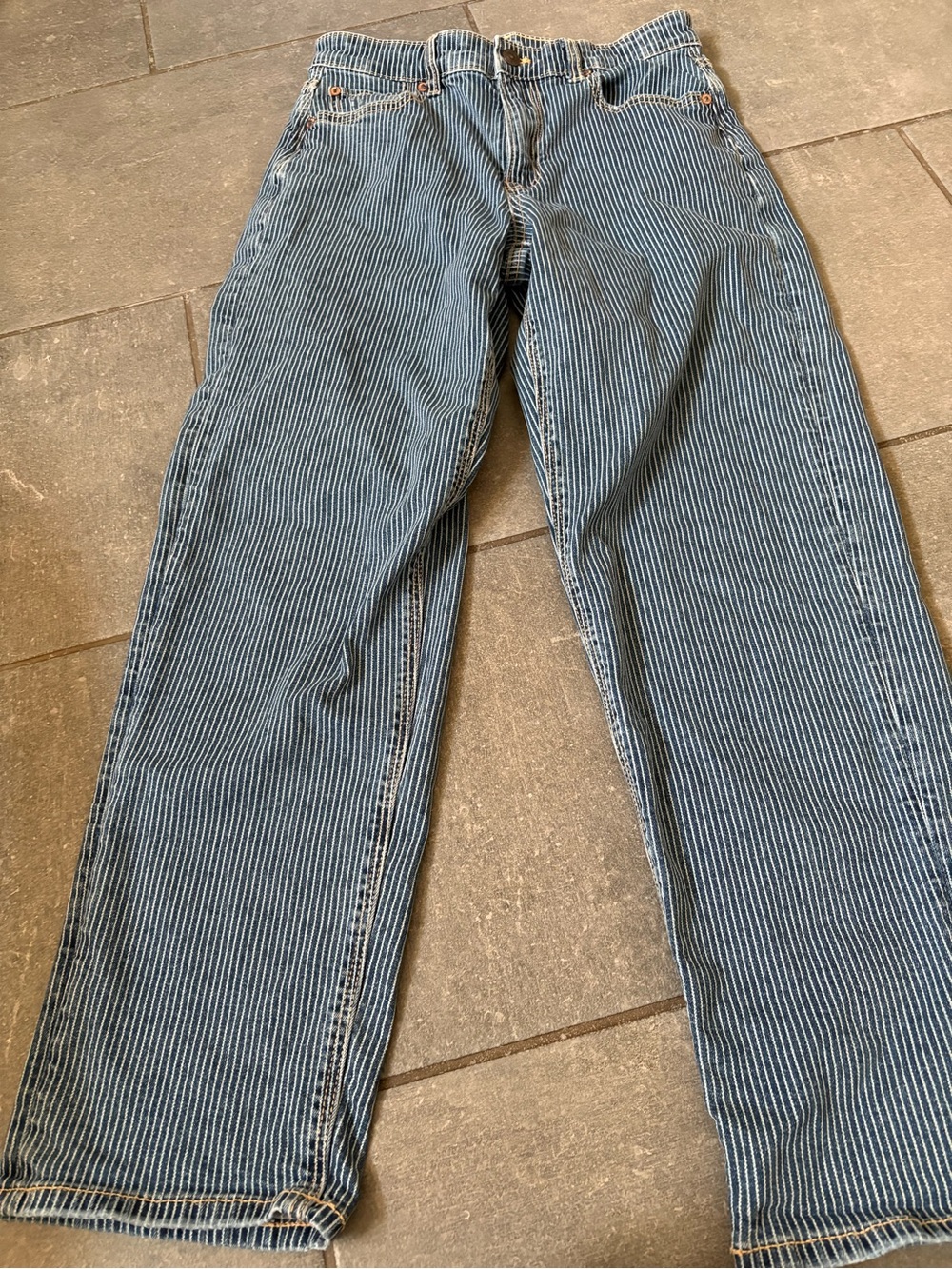 American Eagle Outfitters Women's High-Rise Blue Pinstripe Jeans